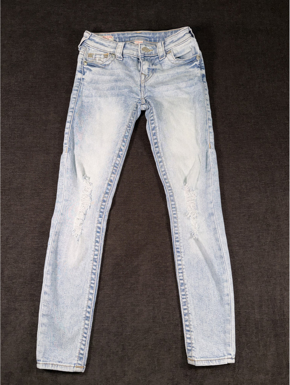 True Religion Halle Mid Rise Super Skinny Jeans Size 24 Light Blue